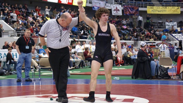 Thompson junior Brewer Gilliland led the Warriors to their third consecutive state championship when he won the Class 6A 138-pound state title. (Contributed/Branden Belser)