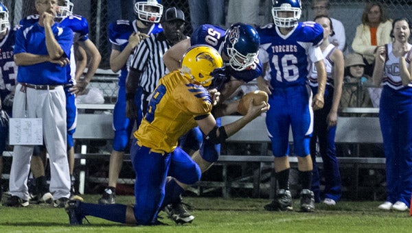 Hope defender Christian Barnett picks off a Tabernacle pass late in the 41-36 win. (Contributed)