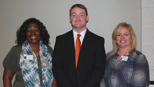 From left to right, Montevallo Middle School principal Shelia Lewis, Montevallo High School principal Wesley Hester and Montevallo Elementary principal Allison Campbell were the guests of honor at the Montevallo Chamber Luncheon Sept. 18. (Reporter Photo/Stephanie Brumfield) Mrs. Shelia Lewis 