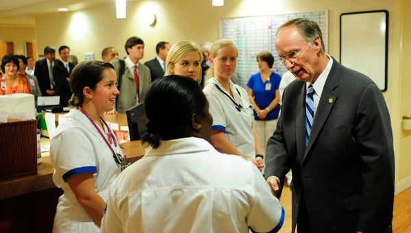 Governor Bentley meets some of the nurses at Shelby Baptist Medical Center during a tour on Sept. 12. (Reporter Photo/Jon Goering)