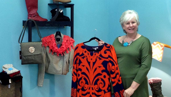Sassy Sisters offers a selection of scarves and leggings in updated colors and styles as well as handbags and boots. Today's fashion is a combination of the best of ‘60s and ‘70s, owner Joellen Ramsey notes. (contributed)