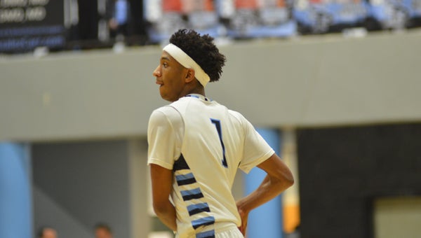 Jamal Johnson led Spain Park to a convincing win against Hoover on Feb. 2. Johnson had a game-high 22 points. (Reporter Photo / Baker Ellis)