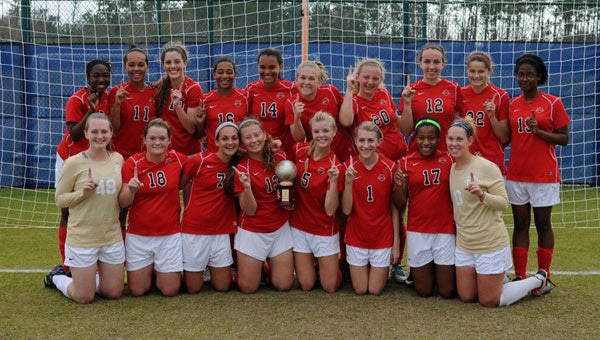 Both the Thompson boys' and girls' soccer programs won the Gulf Shores Island Cup on Feb. 20-21. The girls' team won their games by a combined score of 17-0. (Contributed)