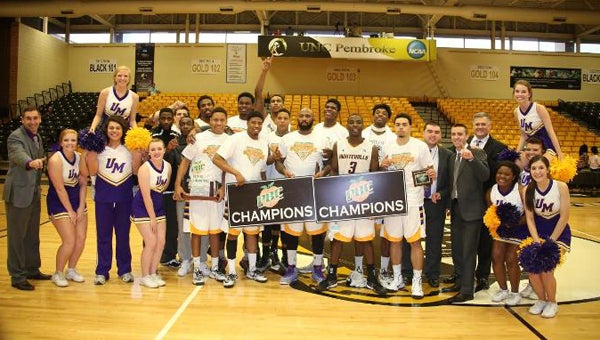 Montevallo completted a miraculous second-half, 25-point comeback on March 8 in the Peach Belt Conference tournament championship game to beat Columbus State 80-76. (Contributed)