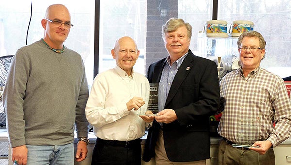 HBA members David Schlueter and Henry Neff were honored at the HBA monthly meeting on Tuesday, March 3, for their years of service on the HBA’s board of directors. (Contributed)