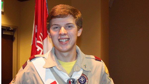 Pelham High School Senior Lowrey Young commemorates Eagle Scout achievement. (Contributed) 