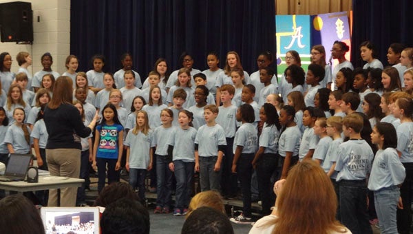 Calera Intermediate School fifth graders sing during the school's Black History Month program March 4. (Reporter Photo/Emily Sparacino)