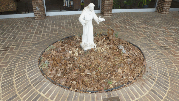 The St. Francis garden at the entrance of the Columbiana Public Library was planted in memory of the library's architect, the late Lawrence B. Whitten Thomas by the Building Committee. It will be replanted with spring annuals at the Arbor Day Program, Saturday, April 25 at 10 a.m. All are welcome. (Contributed)