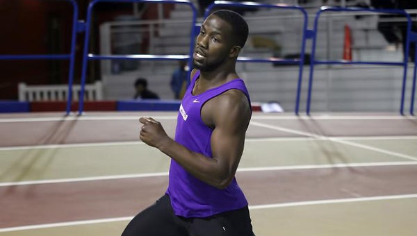 Leroy Moore finished second in the 100-meter dash and the 200-meter dash at the Birmingham-Southern College Twilight Invitational on April 3. The Falcons finished third overall in the competition. (Contributed)