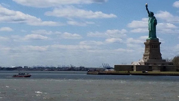 Thompson Middle School parent Leigh Williams took this photo as she and a group of students and parents from the school were evacuating Liberty Island following a bomb threat on April 24. The group is safe, and will return to Alabama on April 25. (Contributed)