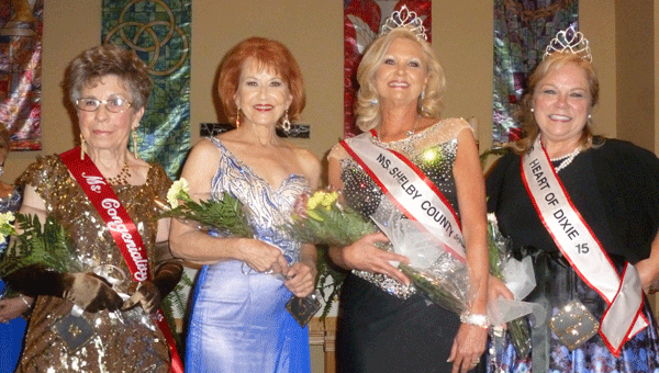 The 2015 title winners were crowned at Morningstar United Methodist Church at the Ms. Senior Shelby County Pageant: Ms. Senior Congeniality Jean Taylor, Ms. Senior Shelby County First Runner-Up Edna Sealy, Ms. Senior Shelby County Sara Jo Burks and Ms. Senior Heart of Dixie Gwen Baldwin. (Contributed)