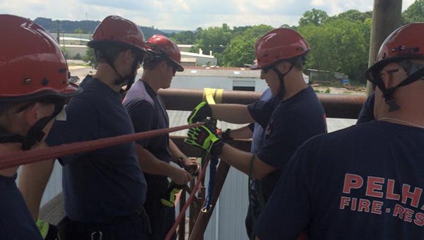 At least once a month, the Pelham Fire Department participates in rope rescue training to keep those technical skills sharp. (Contributed) 