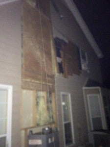 A resident in Pelham's Stonehaven subdivision reported high winds tore the chimney from the side of his house and damaged multiple windows. (Contributed)