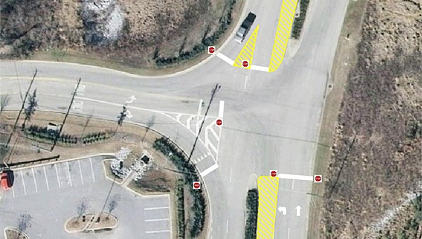 Alabaster is preparing to make several changes to the intersection of Alabaster Boulevard and Jimmy Gould Drive near the Jim 'n Nick's subdivision. (Contributed)