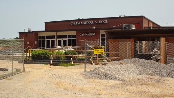 A large-scale renovation project at Chelsea Middle School is set for completion before school starts and includes changes to the gym, front entrance and hallways. (Reporter Photo/Emily Sparacino)