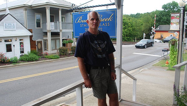 Buck Creek Stained Glass owner David Schlueter has reopened his shop after working hard to recover from serious injuries he sustained after a motorcycle accident in early April. (Reporter Photo/Graham Brooks)
