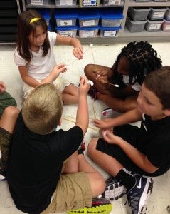 Third graders in Jennifer Northrup's class got to know each other through team-building activities on the first day of school. (Contributed)