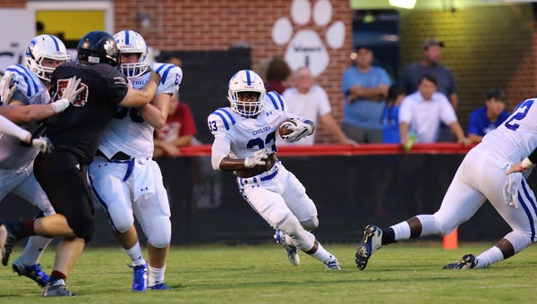 Anthony Jones makes a move upfield during Chelsea's 43-10 romp at Southside Gadsden on Sept. 4. (Contributed / Cari Dean)