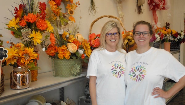 Mother-daughter team Leelee Gaissert and Kayla Ellis own The Petal Cart, a floral arrangement business that recently opened in Pelham. (Reporter photo / Jessa Pease)