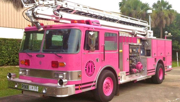 The Pink Heals fire engine will be at the Pelham Walmart off U.S. 31 from 1–4 p.m. on Oct. 6. (Contributed) 