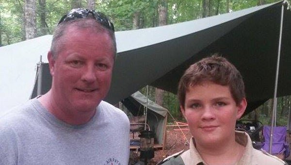 Alabaster resident Jamie Olliff and his son, A.J., kept a man from drowning on the Cahaba River on Sept. 6. (Contributed)