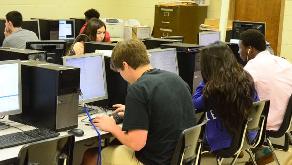 Academy 1.jpg: Students in the IT Academy at Pelham High School work to gain certifications in Microsoft Word, PowerPoint and Excel. (Reporter photo / Jessa Pease)