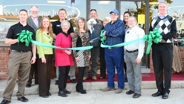 The Greater Shelby Chamber of Commerce hosted a ribbon cutting for Woody’s Unique Junque’ in Pelham, celebrating its first anniversary. (Reporter photo / Jessa Pease) 