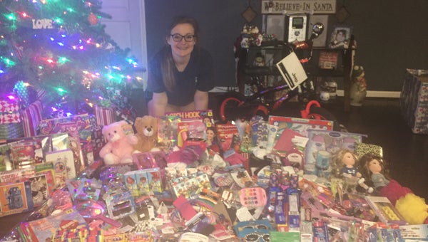 Calera Middle School student, Brynlee Davenport, donates about $500 worth of items to Children’s Hospital. (Contributed)