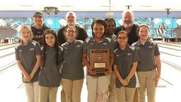 The Thompson girls bowling team won the South Regional bowling title on Jan. 21 in Foley. (Contributed)