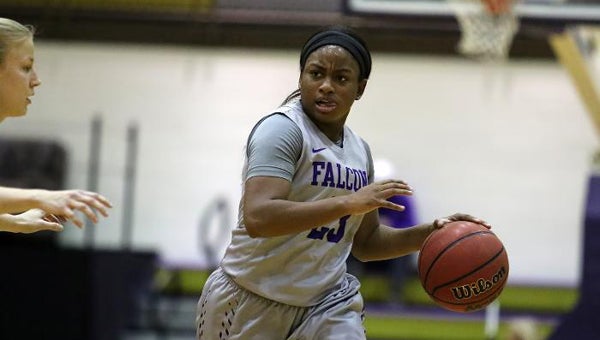 The Lady Falcons from Montevallo came back to beat Young Harris on Jan. 12 in overtime. (Contributed)