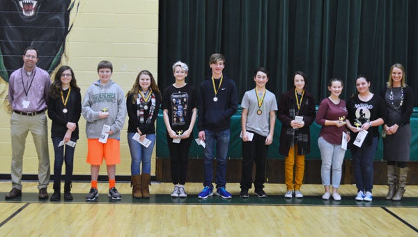 Twelve Riverchase Middle School students place in the eighth grade science fair and will move on to the regional competition in March. (Reporter photo/Jessa Pease)