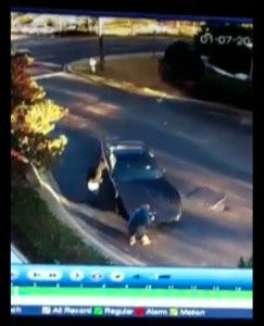 Video surveillance captured the vehicle as it entered an apartment complex and struck a pedestrian. (Contributed)