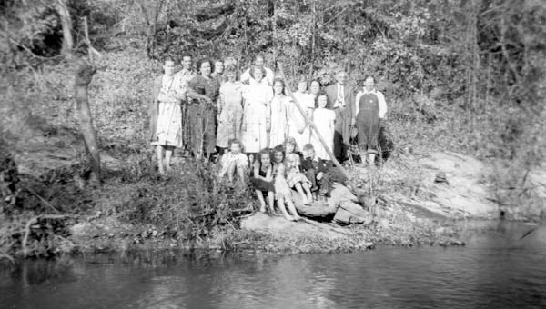 Down to the river. This circa 1950 photograph shows members of the Shiloh Baptist Church attending a baptism at Blake Ford on the Cahaba River. Shown in the photo are Pastor Hilliard Jenkins, his wife Linda Mae and daughters Carolyn and Elsie. Also in the photo are Maxine Lawley, Lois Franklin, Mabel Ann Wilson, Earl Lawley, among others. (Contributed/City of Helena Museum)