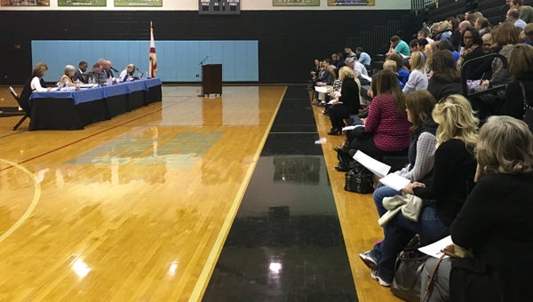 Parents voiced concern about rezoning during a Hoover Board of Education held a meeting at Berry Middle School on Feb. 8. (Reporter Photo/Molly Davidson)