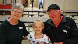 Linda and Paul Long sit in the IES cafeteria during Grandparents Day on Feb. 19. (Reporter Photo/Molly Davidson)