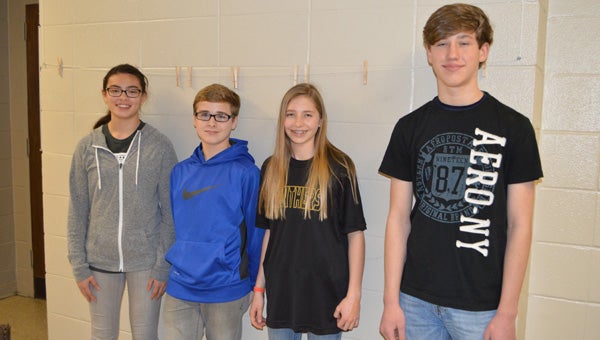 Anna Wilkes, Cody Monday, Amber Sides and Gavin Taylor are travelling to Mobile in April to participated in the ABA All-State honor band. (Reporter photo / Jessa Pease)