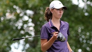 Elaine Wood, the defending Peach Belt Conference Golfer of the Year, currently has a stroke average of 72.69 through the spring season, and has placed in the top five in five of the six tournaments the Lady Falcons have taken part in this spring. (Contributed)