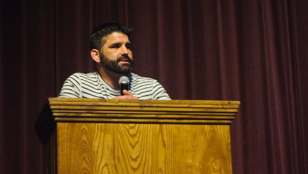 Clint Bryan speaks to Chelsea High School students about the impact of drinking and abusing drugs, and then driving, on March 17. (Reporter Photo/Emily Sparacino)