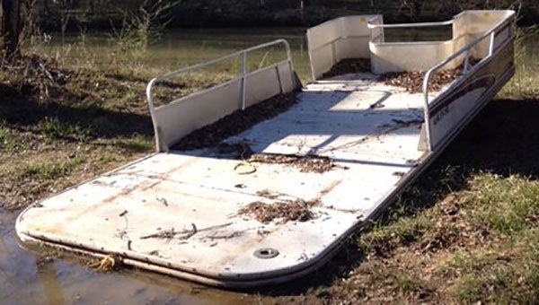 Pictured is the pontoon boat used during the 2015 Buck Creek Festival. The boat was damaged the week of Feb. 29, and the committee is now searching for a replacement pontoon boat. (Contributed)