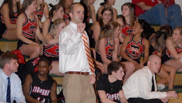Patrick Davis, shown here in his second season as the head coach of the Thompson Warriors, will not return as the boys basketball coach at Thompson High School in 2016-17. (File)