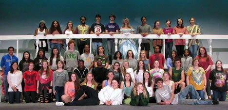 Many of the cast and crew from Pelham High School's production of "Cinderella," playing through April 30th on Thursday, Friday, and Saturday nights at 7 p.m. (Contributed)