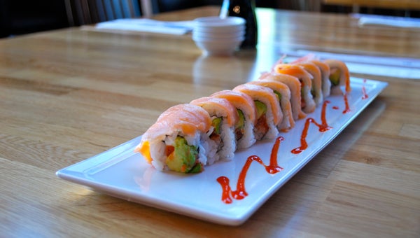Blowfish Sushi and Asian Cuisine serves fresh sushi, such as the roll pictured above, and a variety of other Asian dishes. (Reporter Photo/Molly Davidson)