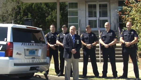 The Pelham Police Department stands together against sexual assault in a recent countywide Start By Believing campaign video. (Contributed)  