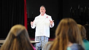 Alabaster City Schools chef Scott Lokey leads the TSGC cooking class on April 29. (Reporter Photo/Neal Wagner)