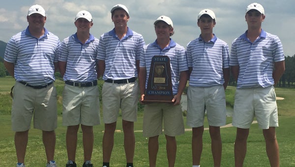 The Spain Park boys golf team won the 7A golf state title on May 10, beating Fairhope by 14 strokes. (Contributed)