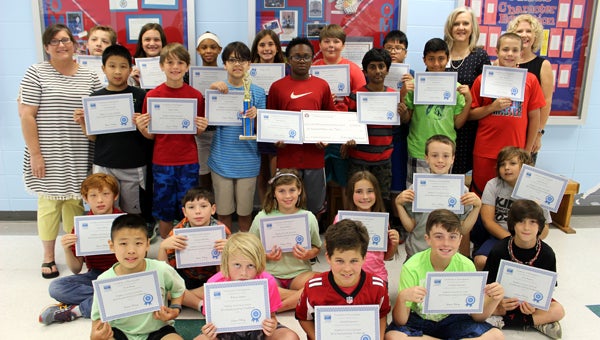 Local students display their certificates for participating in the first Shelby County Schools 2016 Keyboarding Challenge. (Contributed)
